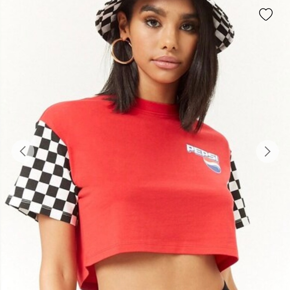 Pepsi | Checkered Sleeve Crop Top